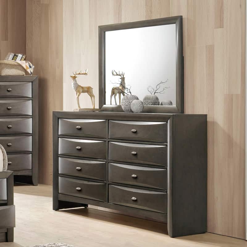 Furniture of America Brent Traditional 2-Piece 8-Drawer Dresser and Mirror Set - Grey