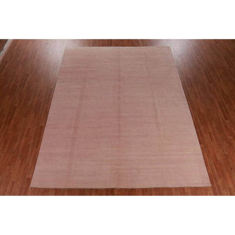 Hand Knotted Oriental 100% Wool Carpet Modern Solid Peach Gabbeh Area Rug - 11' 11'' X 9' 3''