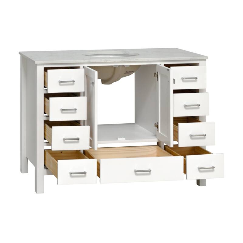 KitchenBathCollection Horizon 48" Bathroom Vanity with Engineered Carrara Top