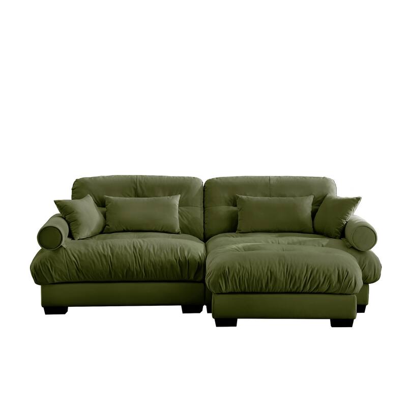 Modern Sectional Couch Comfortable Upholstered Sofa Set with Lumbar Pillow and Throw Pillow for Living Room