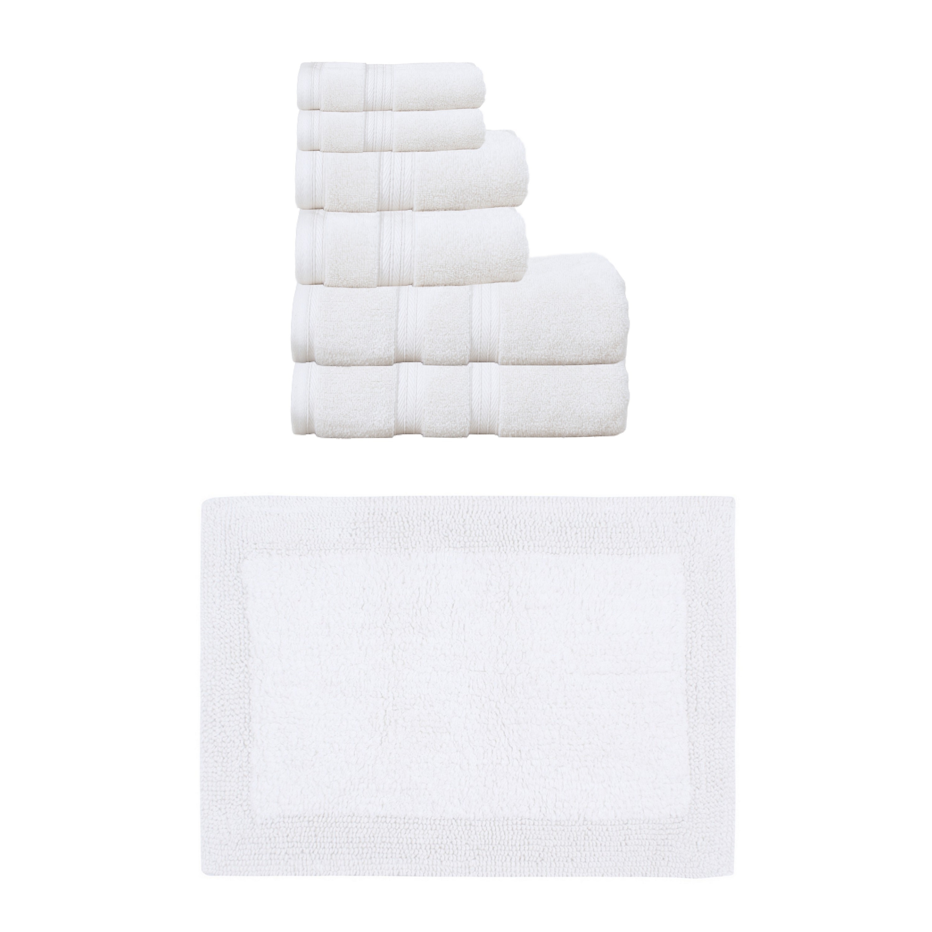 Home Weavers Luxury Collection 100% Soft Cotton 6 Pc Towel Set & 1 Pc Bath Rug, Machine Wash & Non Slip (Set of 7)