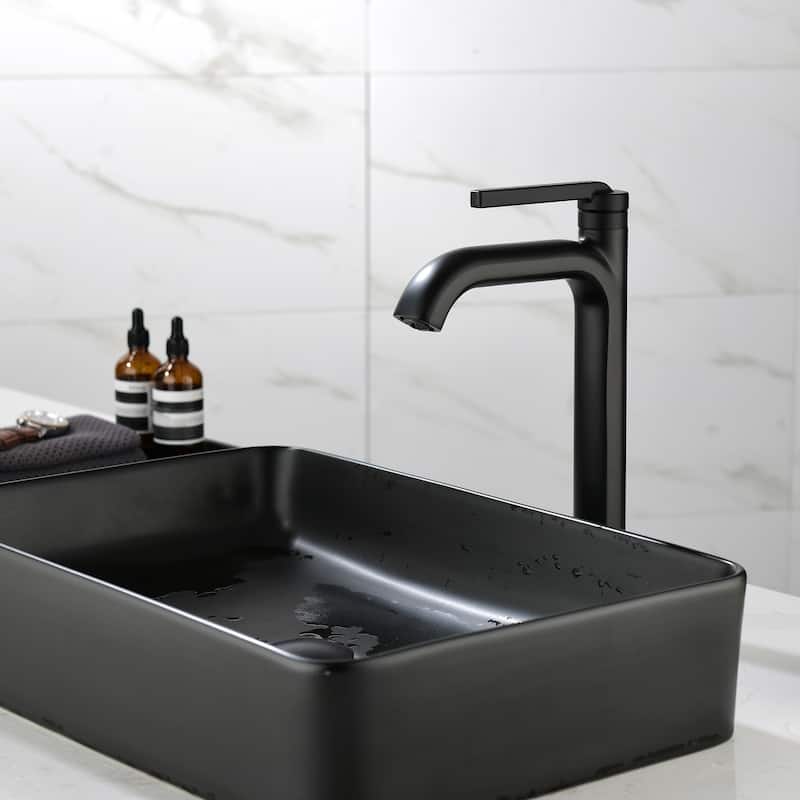 Single Handle Bathroom Vessel Sink Faucet Brass Modern 1 Holes Bathroom High Tall Faucets Matte Black