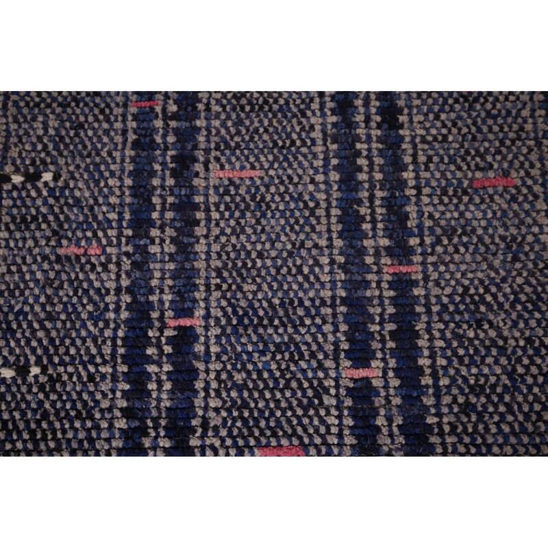 Navy Blue Moroccan Oriental Area Rug Handmade Wool Carpet - 5'11"x 9'10"