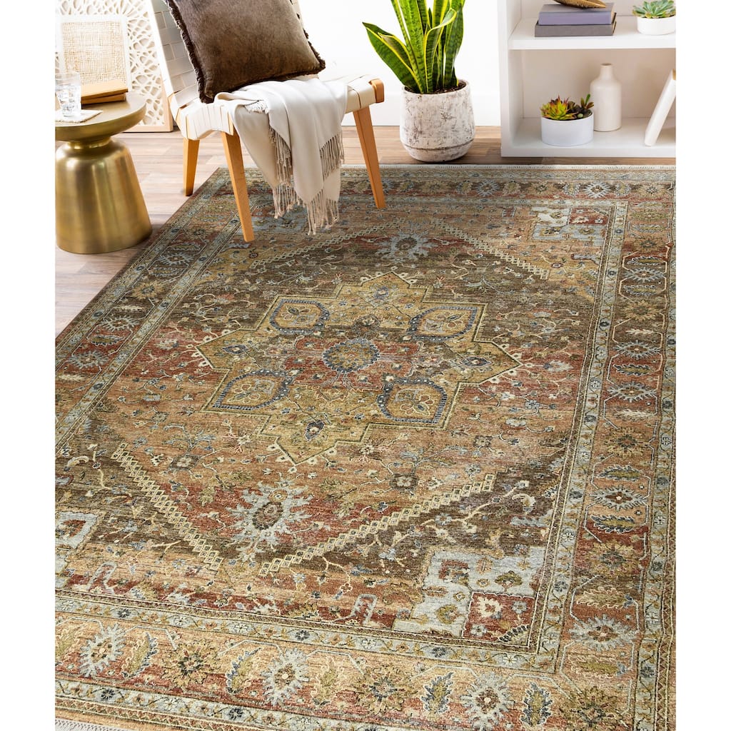 Milano Alen Traditional Medallion Hand-Knotted Area Rug