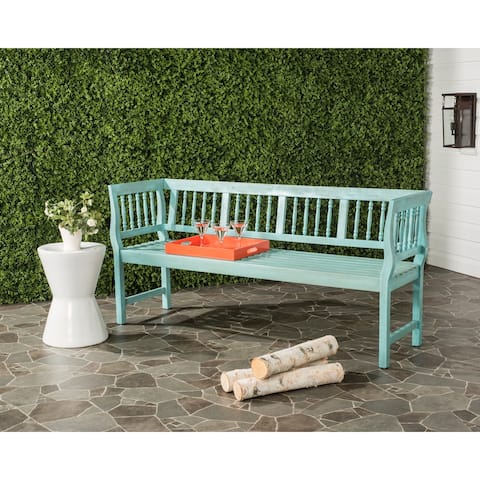 SAFAVIEH Brentwood Outdoor Oriental Blue/ Beige Bench - 68.1" x 20.1" x 31.5"