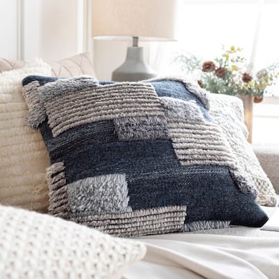 Rohan Modern Shaggy Hand Knotted Throw Pillow
