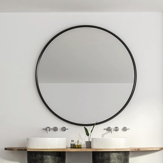 39 Inch Metal Framed Round Bathroom Mirror for Wall - Bed Bath & Beyond ...