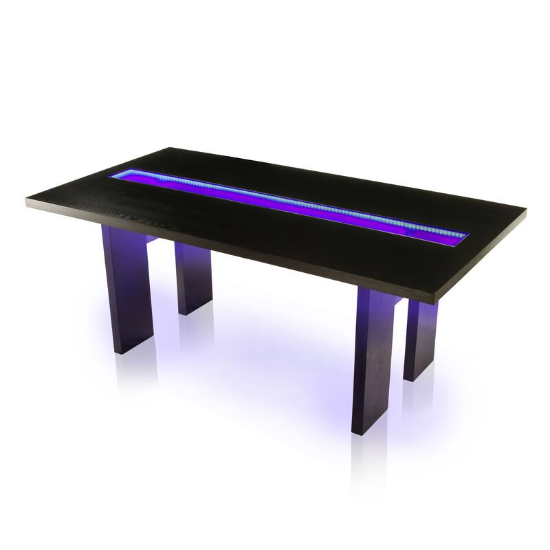 Furniture of America Lumina Contemporary 76-inch Glass Dining Table With LED