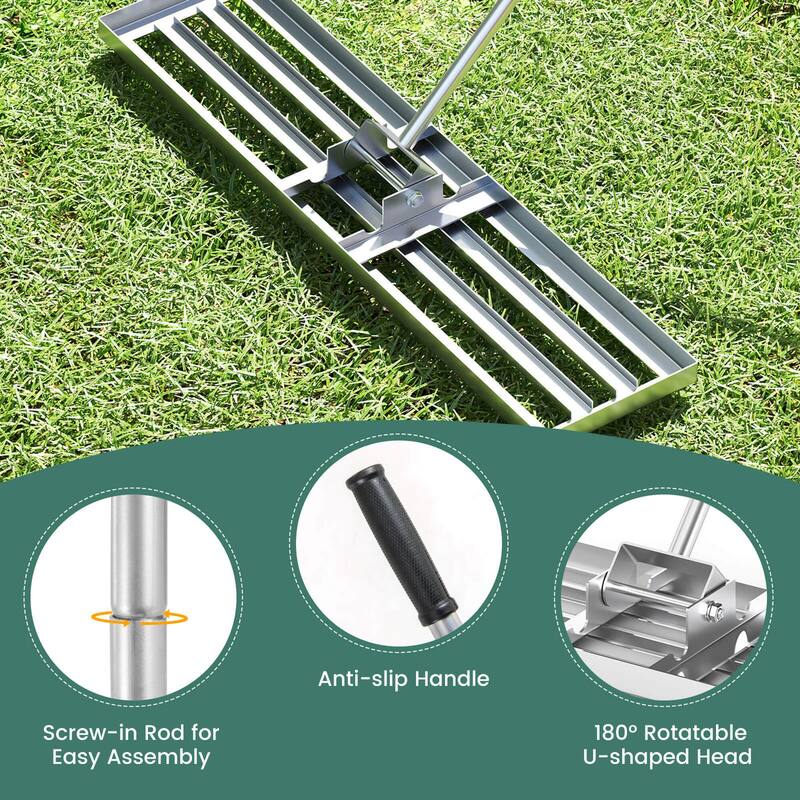 Costway Lawn Leveling Rake 42" x 10" Heavy Duty Level Lawn Tool for - See Details