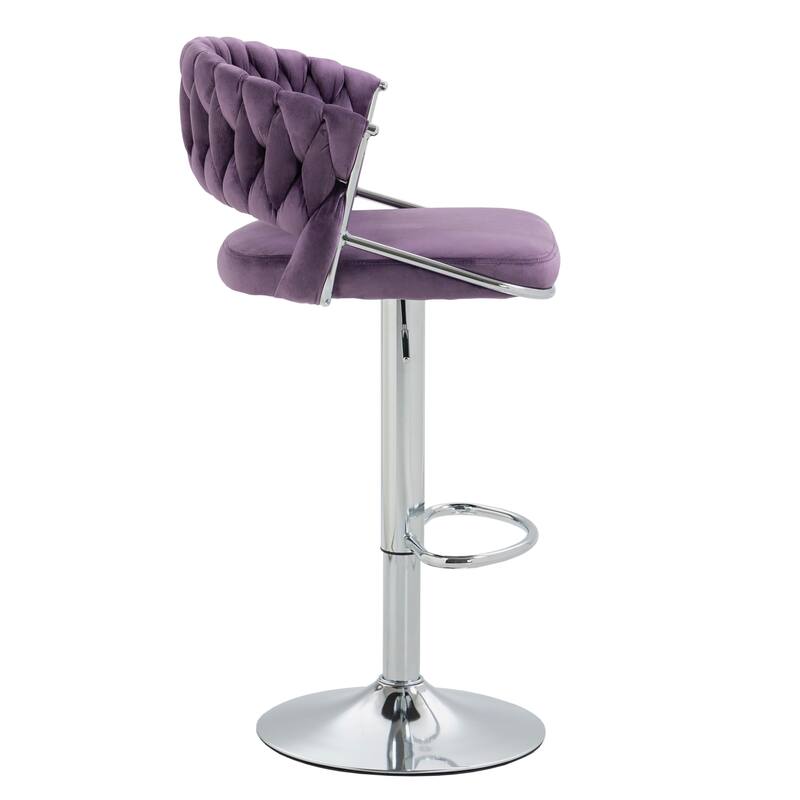 Modern Velvet Counter Bar Stools with Backs(Set of 2)