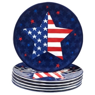 Certified International Stars & Stripes 9" Melamine Salad/Dessert Plates, Set of 6 - 9" Dia
