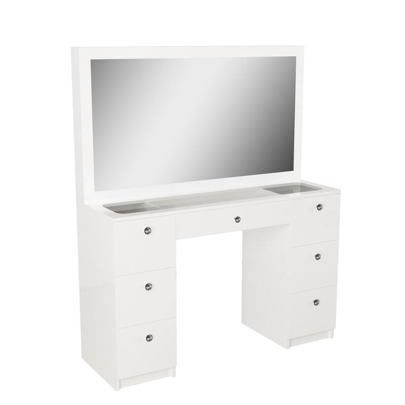 Boahaus Venus Modern Vanity, Glass Top, 07 Drawers - N/A