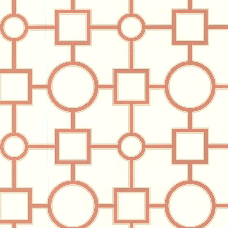 Brewster Geometric Burnt Sienna Geovine Wallpaper - 20.5in x 396in x 0.025in