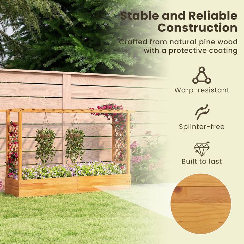 Costway 1/2 PCS 45” Raised Garden Bed with Trellis with Hanging Roof,