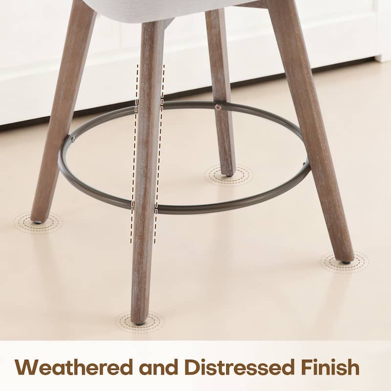 26" Upholstered Counter Height Swivel Bar Stool, Counter Stools with Solid Wood Legs - 39.37"H x 22.44"D x 21.65"W