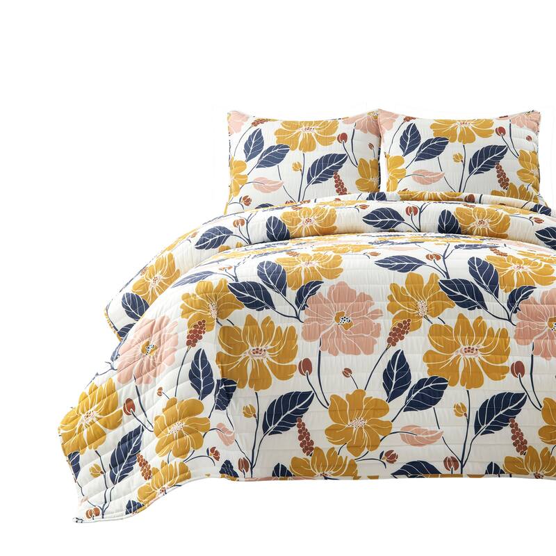 Lush Decor Lucia Abstract Floral Cotton Quilt Set