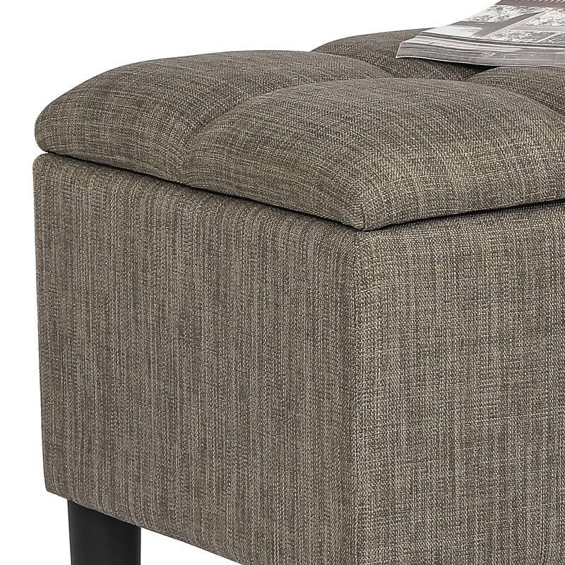 Adeco Storage Ottoman Upholstered Modern End of Bed Bench Living Room