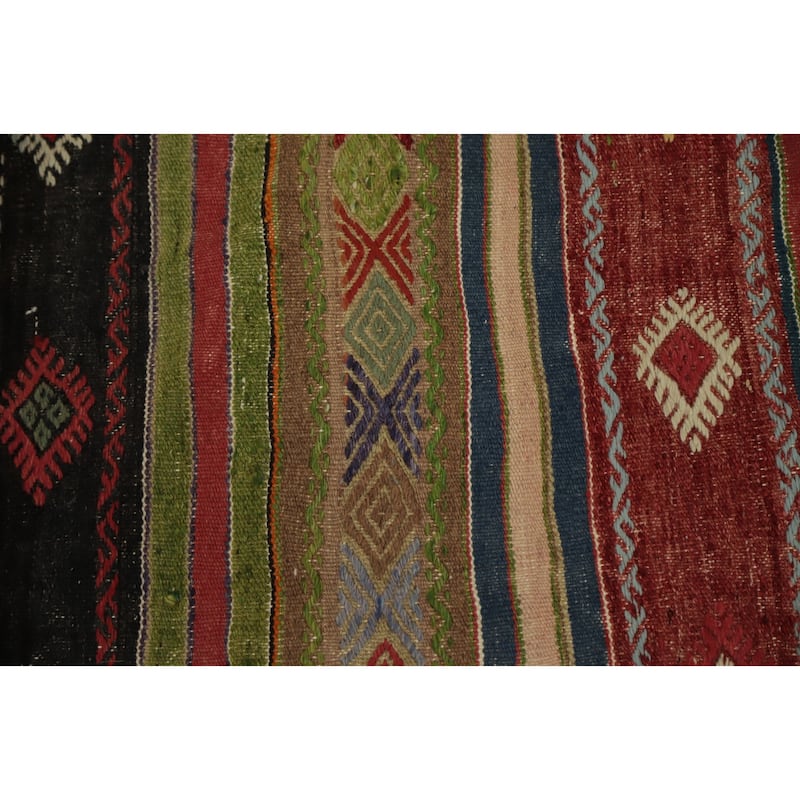 Hand Woven Oriental 100% Wool Carpet Southwestern Tribal Multi-Colored Kilim Area Rug - 9' 7'' X 5' 10''