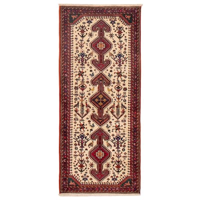 ECARPETGALLERY Hand-knotted Kayseri Cream Wool Rug - 2'8 x 6'4