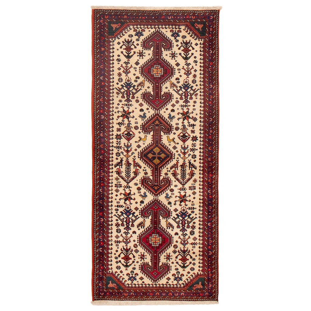 ECARPETGALLERY Hand-knotted Kayseri Cream Wool Rug - 2'8 x 6'4