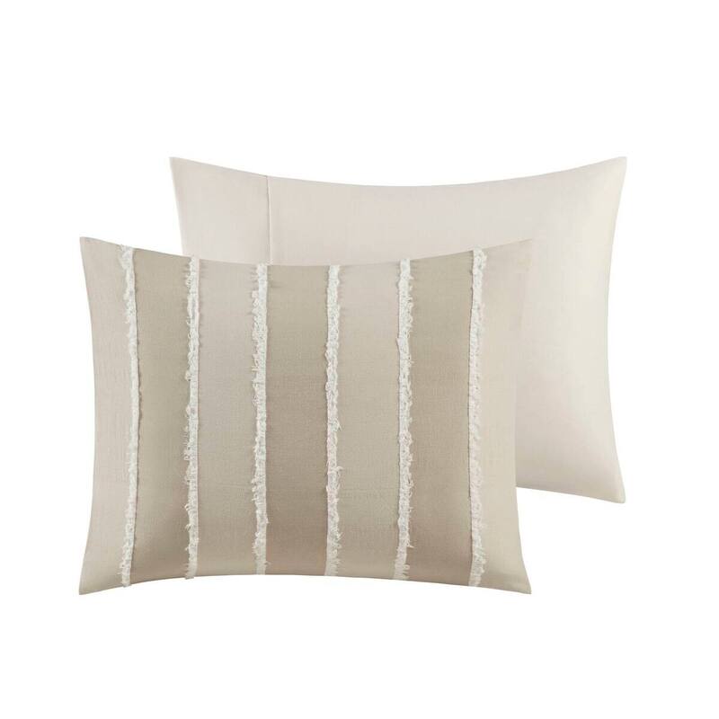 GDF Studio - Marceline Striped Cotton 3-Piece Comforter Set with Clip Jacquard Trim
