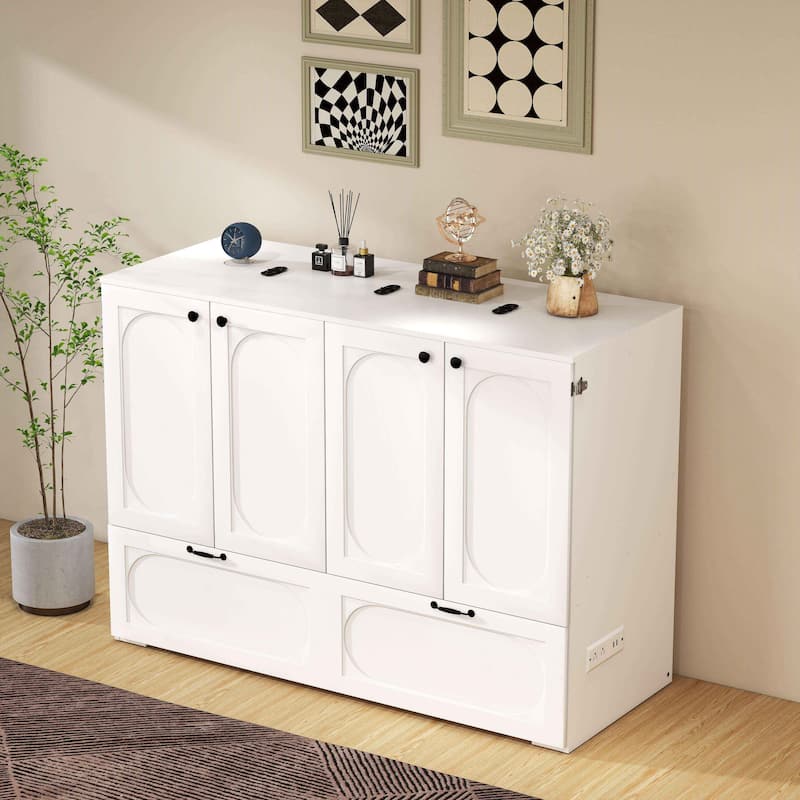 Convertible Murphy Bed Multifunctional Rooms Accent Cabinet Dresser