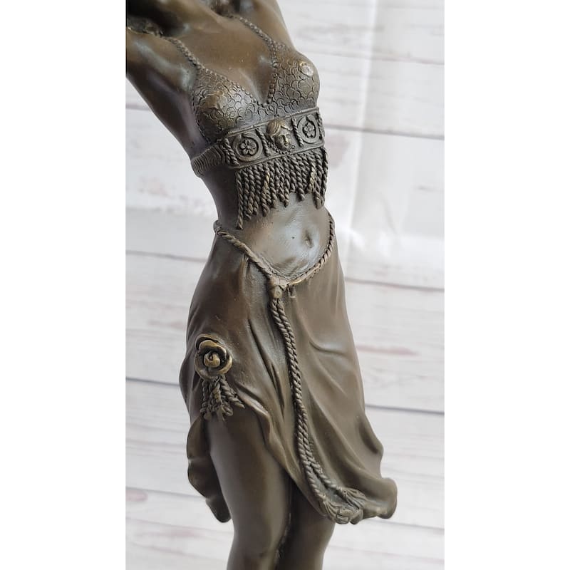 Art Deco Bronze Graceful Ballerina Fifth Pose Ballet Belly Dancer Girl Sculpture Statue