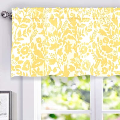 Porch & Den Ouzel Floral Watercolor Pattern Lined Window Valance