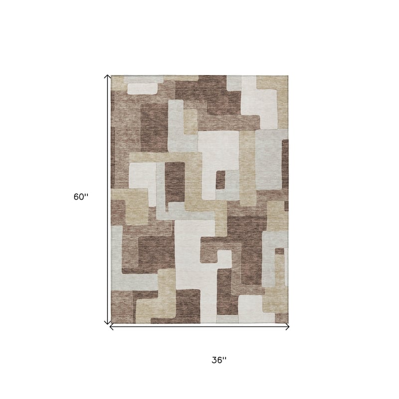 HomeRoots Geometric Transitional Rectangle Outdoor Rug