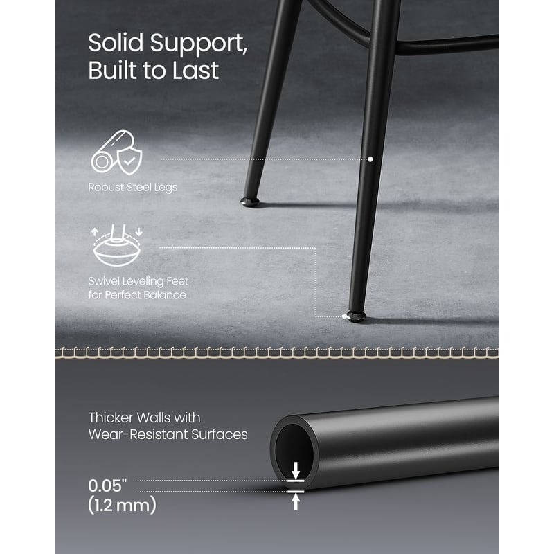 360 Swivel Bar Stools with Backrest and Steel Legs Footrest Perfect for Dining Room Set of 2