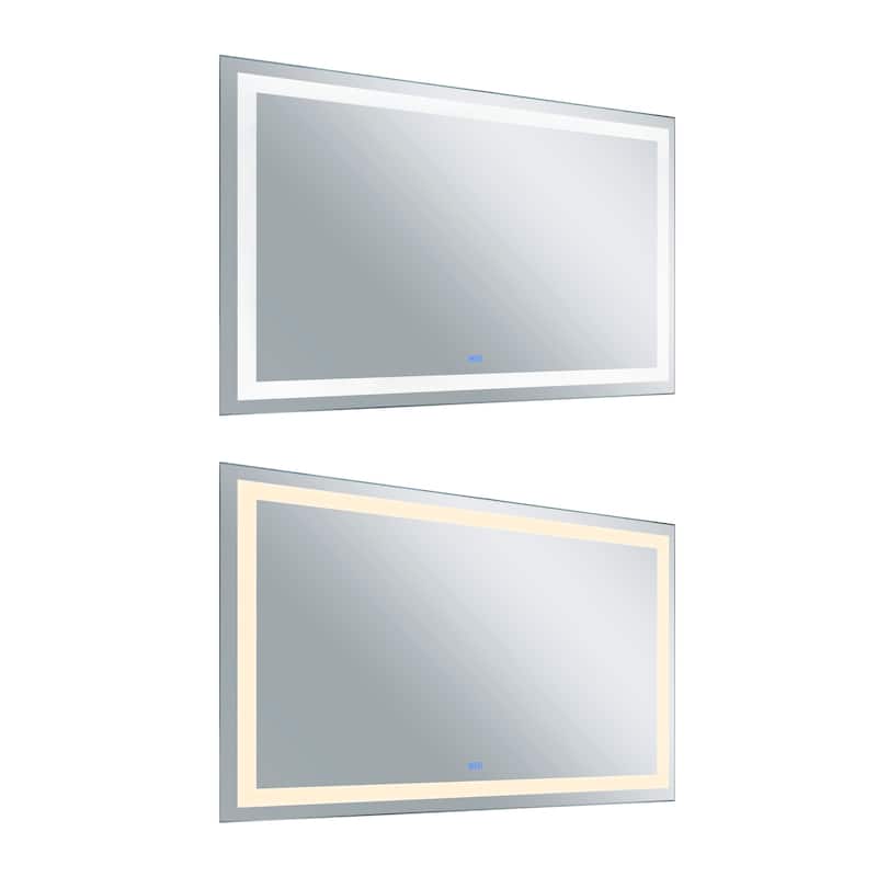 36" x 70" Abril Matte White Rectangle LED Wall Mirror