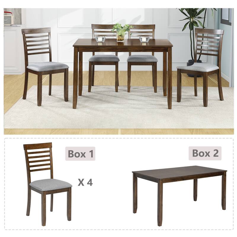 5-piece Rectangular Upholstered Dining Set