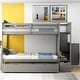 preview thumbnail 5 of 25, Twin over Full/Twin Convertible Bunk Bed with Storage Shelves, Drawers and Staircase, Space-Saving Design with Guardrails, Grey