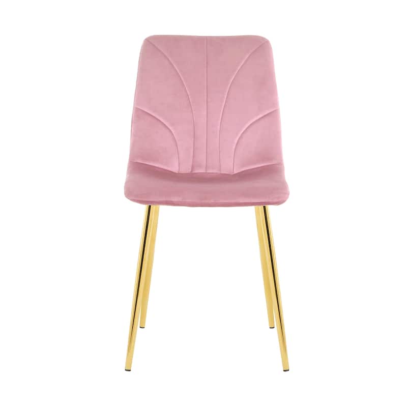 Modern Light Luxury Flannelette Dining Chair with Gold Metal Legs(set of 4)