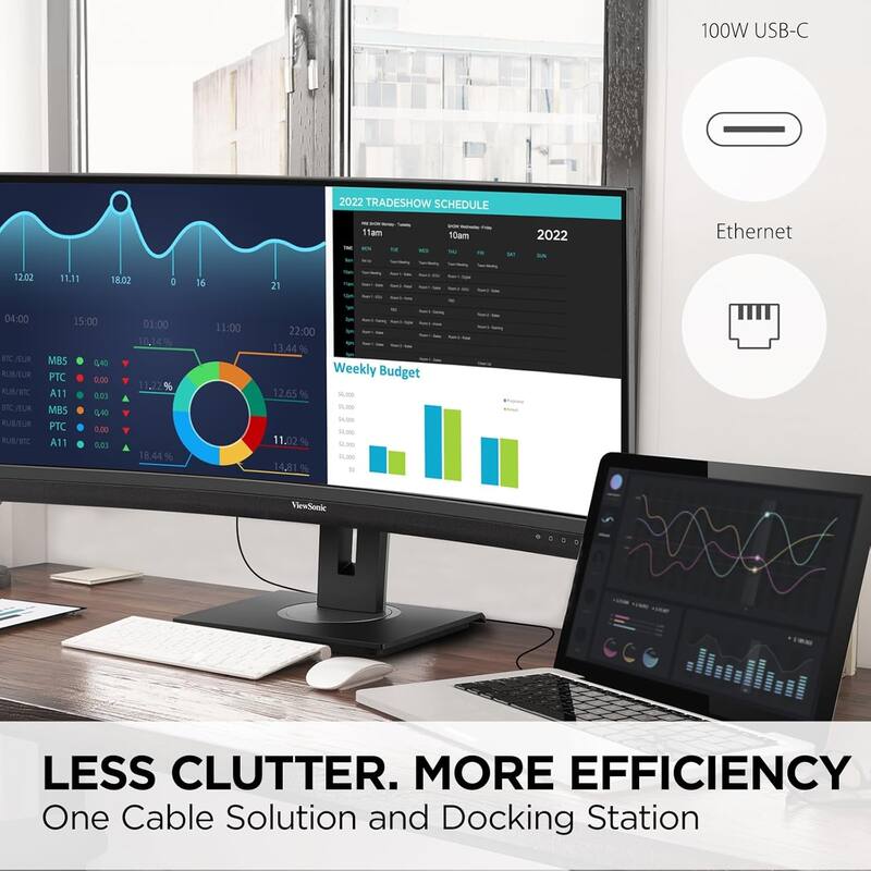 ViewSonic VG3456C-S 34" 21:9 1440p Curved Monitor, Black - Certified Refurbished