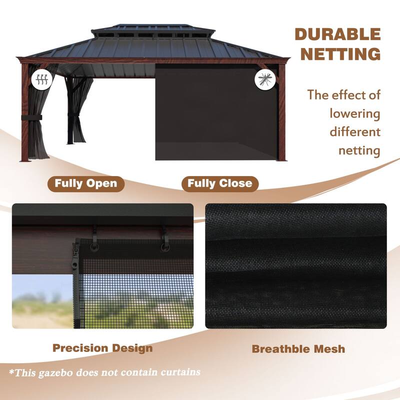 VEIKOUS Outdoor Premium Gazebo with Galvanized Steel Double Roof, Aluminum Frame, and High-Quality Nettings
