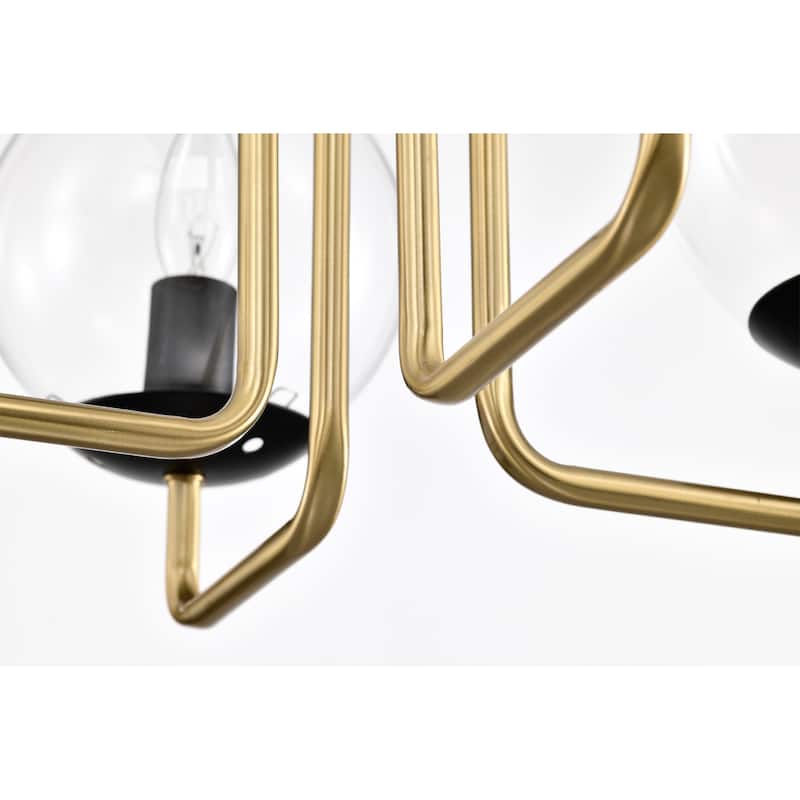 Leila 19 Inch Clear Globe Shade Modern Linear Chandelier 4 Light - N/A