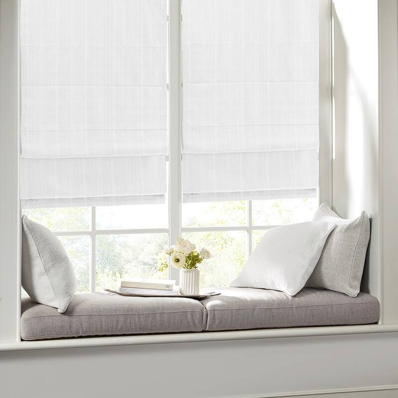 Basketweave Room Darkening Cordless Shade - White