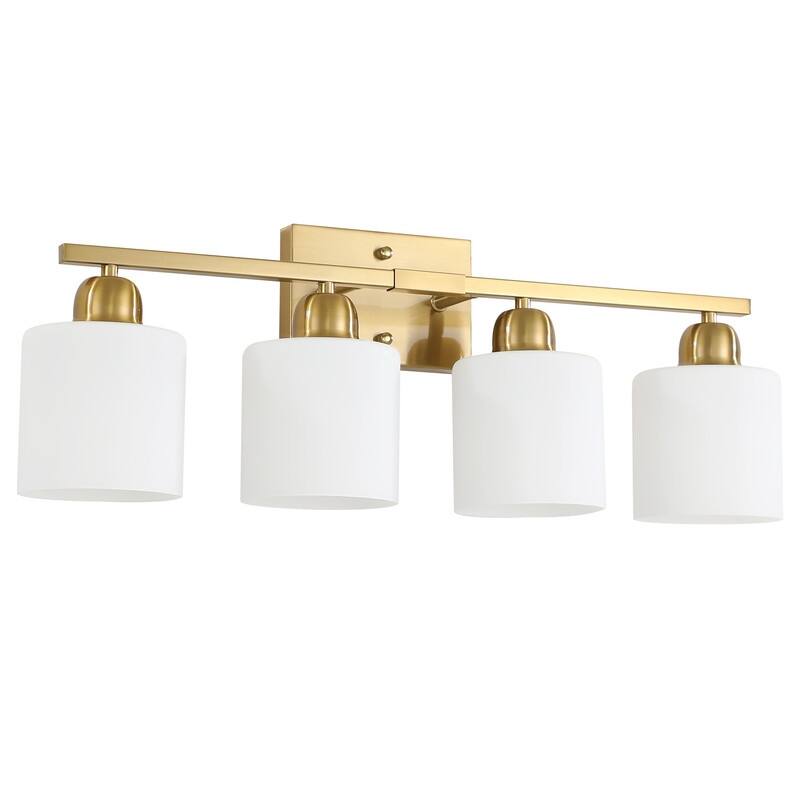 Modern Bathroom Vanity Light With Frosted Milk Glass Shades
