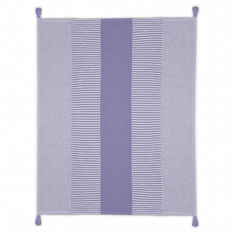 50" X 60" Purple Woven Cotton Striped Throw Blanket with Tassels - Throw
