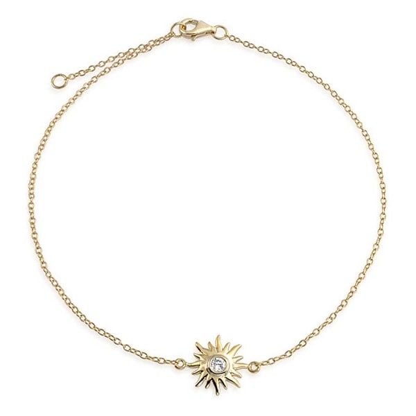 IGEMA 14K Gold//Platinum Chain Cute Beaded Rhinestone Bracelets Dainty Jewelry for Women