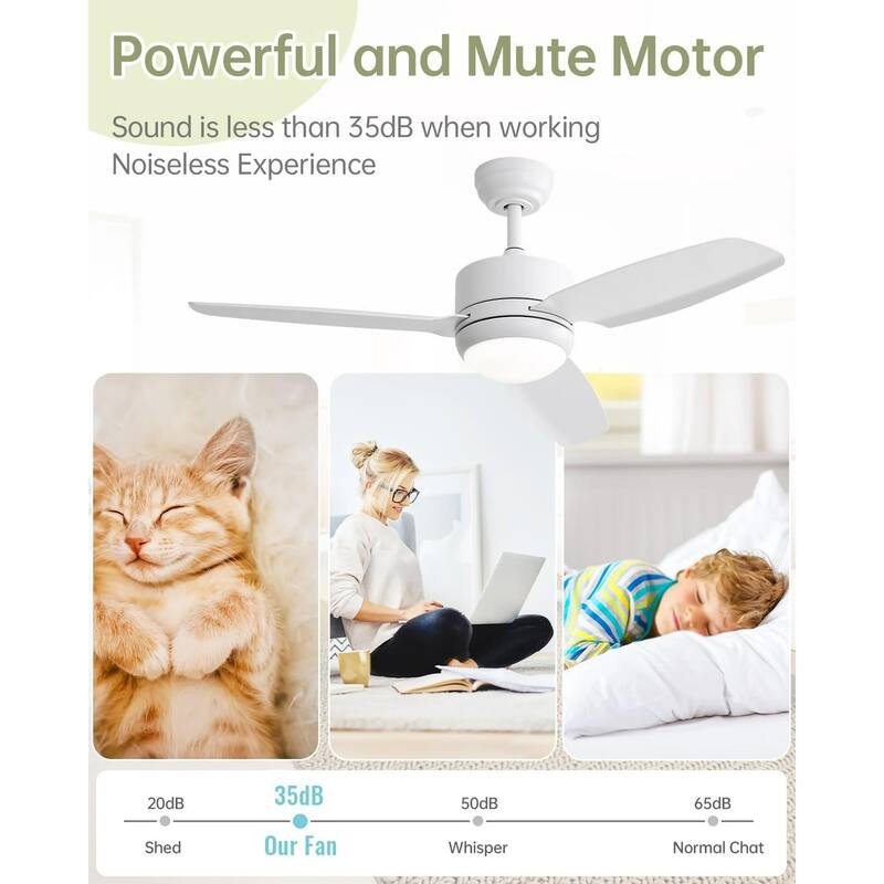 Sofucor 46''/47'' Strong Airflow High CFM Ceiling Fans with Lights and Remote Bedroom Noiseless ETL Fans