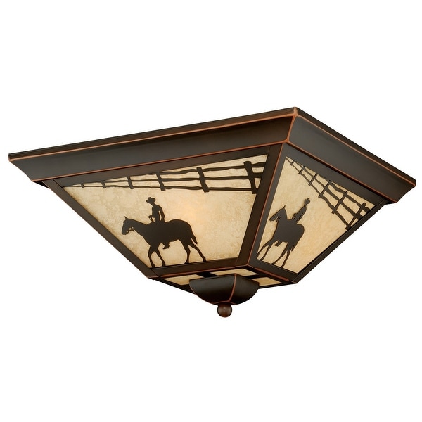 Vaxcel Lighting T0109 Trail 3 Light Flush Mount Outdoor Ceiling Fixture With Cream Ranch Portrait Glass Shade 14 Wide