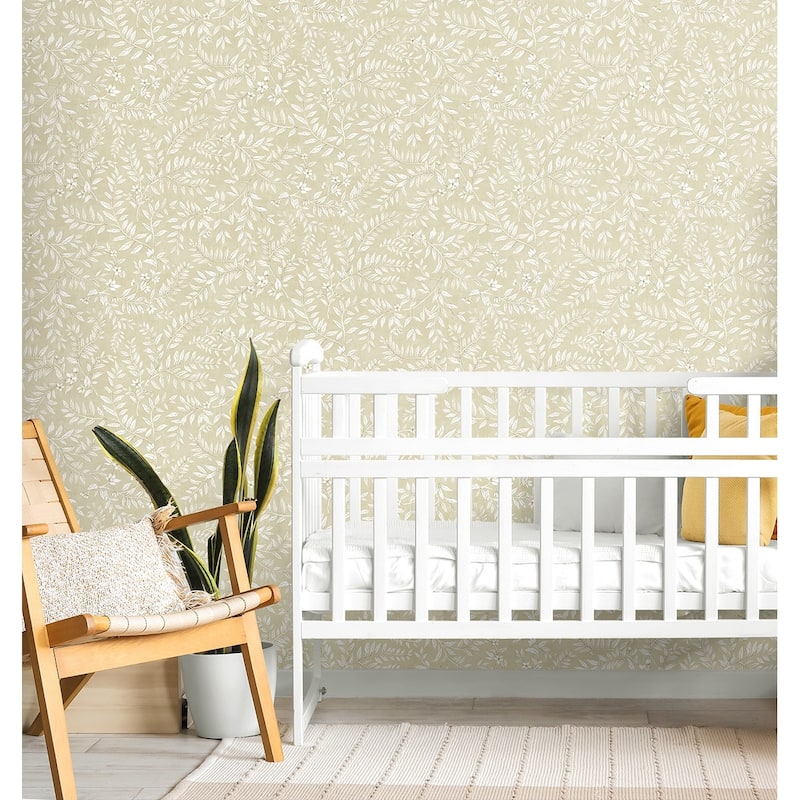 Daisy Bennett Designs Vining Leaf Trail Premium Matte Non-Woven Peel and Stick Wallpaper