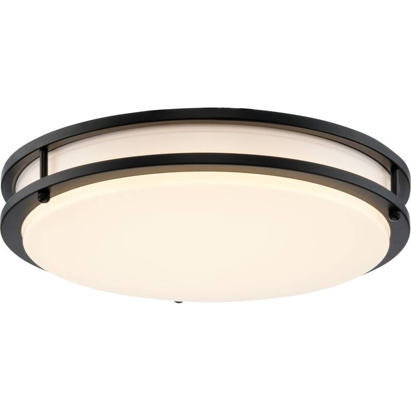 Abide Collection 5-CCT Integrated LED Matte Black Contemporary 14" Medium Flush Mount Light - 14 in x 14 in x 2.83 in