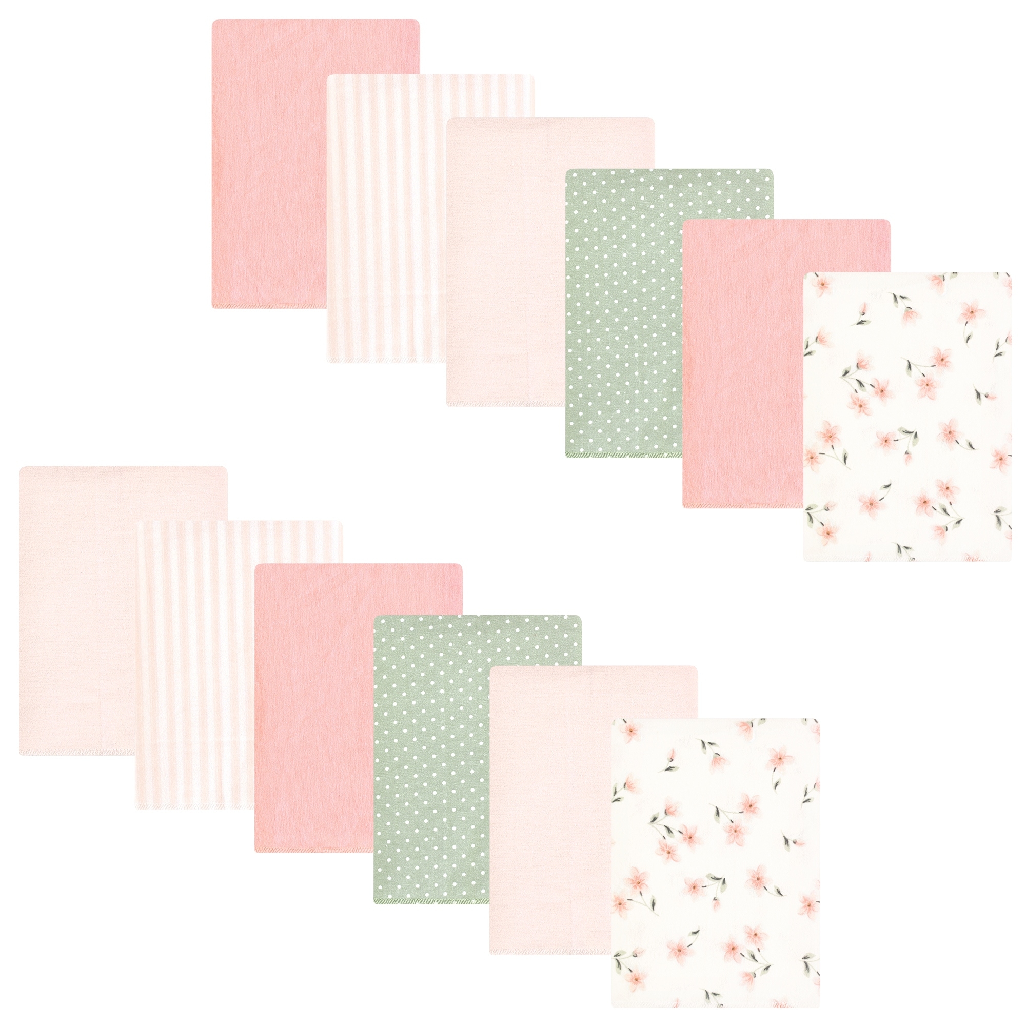 Hudson Baby Infant Girl Cotton Flannel Burp Cloths Bundle, Pink Dainty Floral, One Size - Pink Dainty Floral - One Size