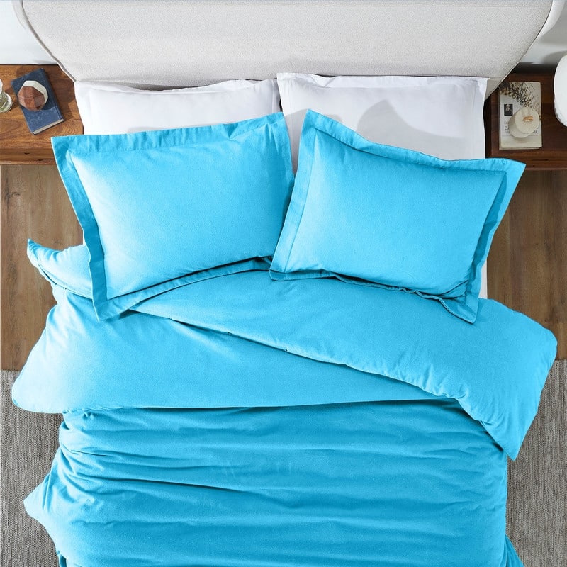 Superior Classic Solid Flannel Cotton Duvet Cover Set