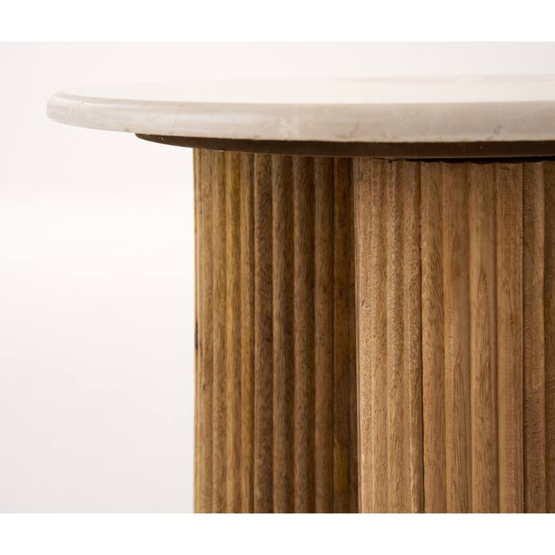Modrest Hayden Modern Marble & Wood Round End Table