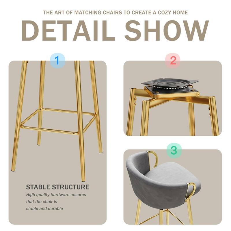 30" Dining Chairs Set of 4,Modern Style 360°Swivel Bar Chairs