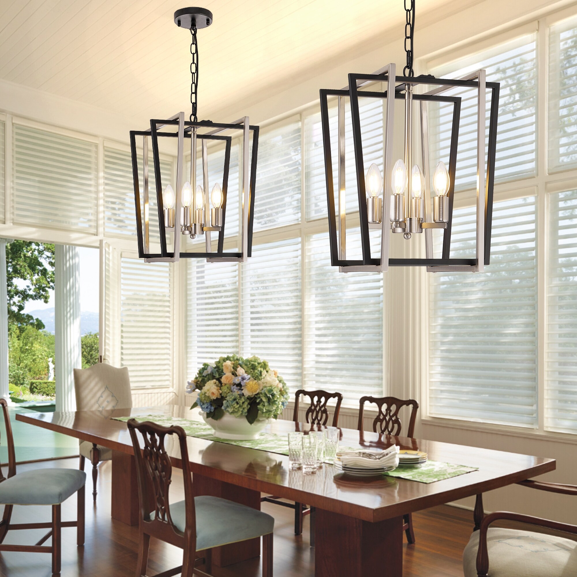 12 Inch Modern Chandelier 4 Light Lantern Chandeliers Geometric Square Dining Room Lighting Fixtures for Kitchen Islands N A Bed Bath Beyond 41694824
